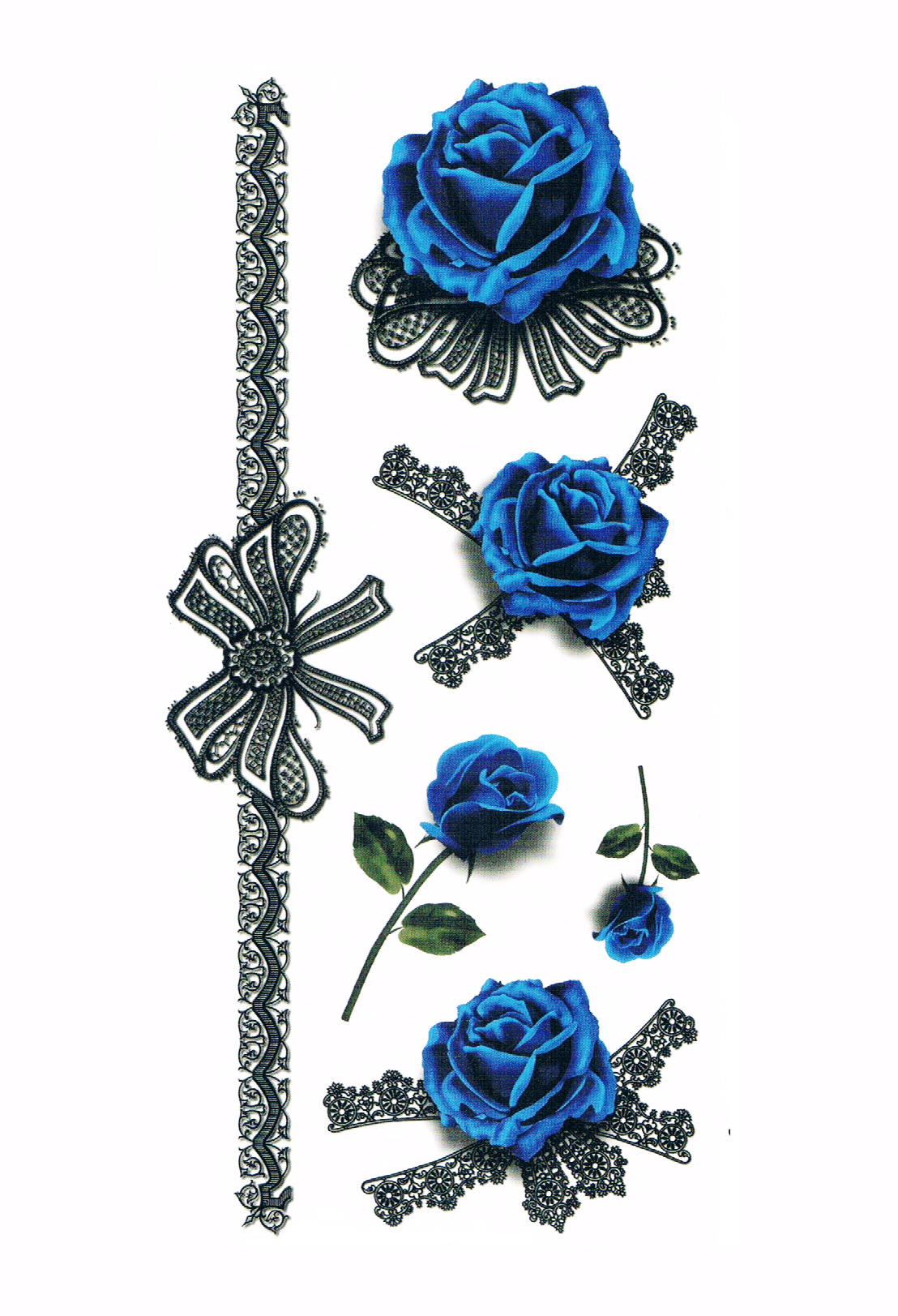 Dentelle rose bleu 3D (6 pièces)