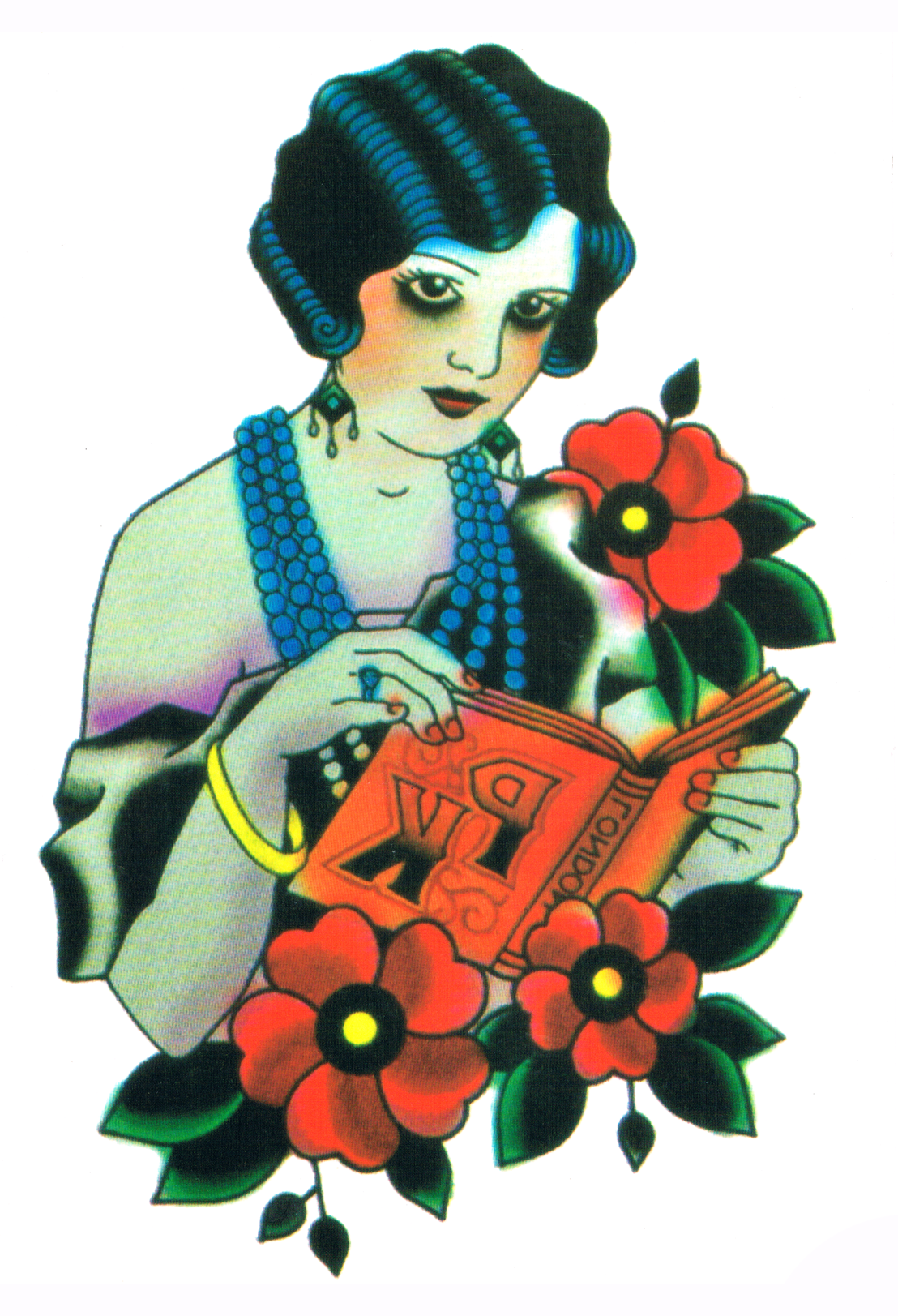 Femme livre old school