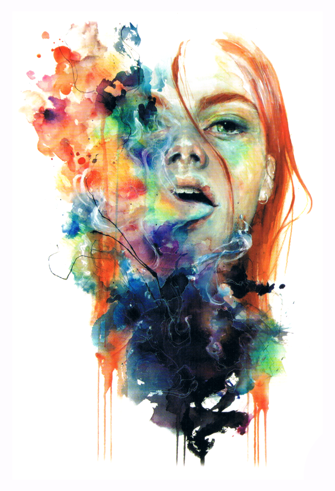Femme Rousse Aquarelle