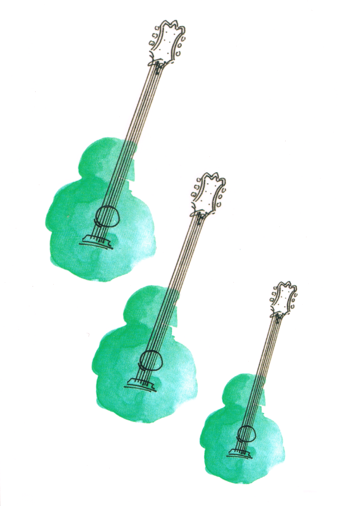 Guitare Aquarelle ( 3 pièces )