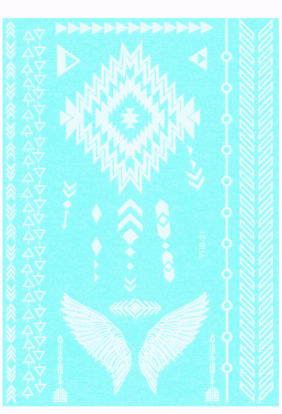 Motif Indien Ailes Ornement Blanc (17 pièces)